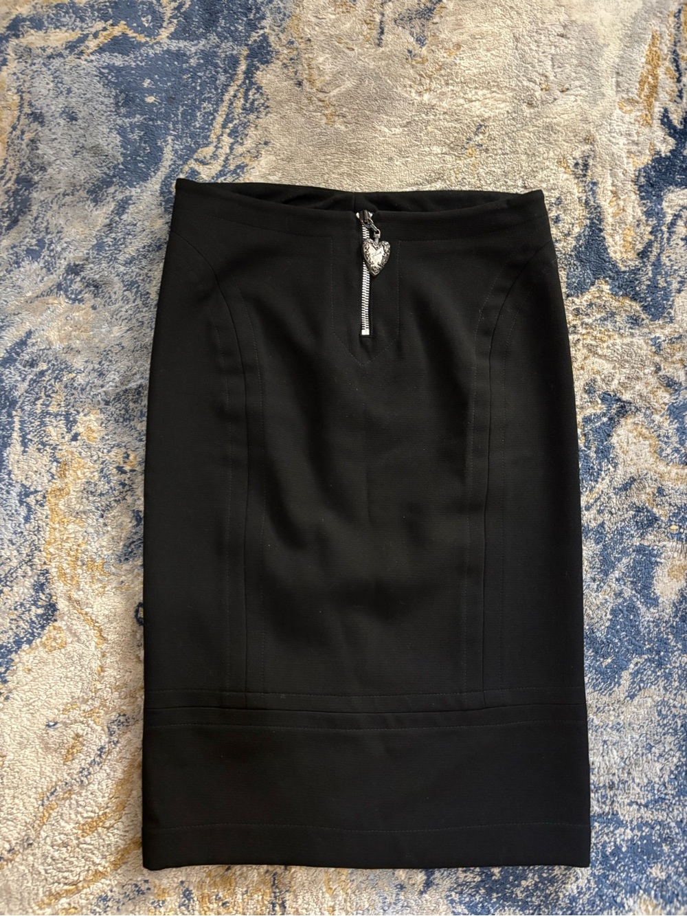 Just Cavalli Black Pencil Skirt with Heart Zip Accent